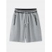 Sport Mens Cotton Solid Color Drawstring Finess Shorts With Zipper Pocket