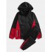 Mens Patchwork Zipper Sports Two  Piece Outfits With Removable Hood