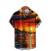 Men's Casual Oil Painting Print Short Sleeve Shirt 81352111M