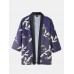 Mens Kimono Ethnic Style Crane Print Open Front Casual Two Pieces Outfits