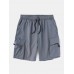 Mens Casual Big Pocket Drawstring Cargo Shorts