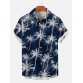 Full-Print Beach Style Hawaiian Palm Coconut Tree Printing Men's Short Sleeve Shirt