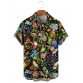 Men's Hawaiian Cartoon Graphic Print Short Sleeve Shirt