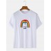 Mens Rainbow Graphic Print Cotton Round Neck Casual Short Sleeve T  Shirt