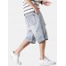 Mens Casual Hole Designed Denim Shorts