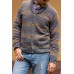 Men's Striped Jacquard Knit Grey Cardigan