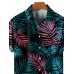 Palm Tree Leaves Hawaiian Vacation Casual Short Sleeve Shirt